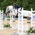 Agnes Kerr, riding 18-year-old grey gelding Taggarts Express